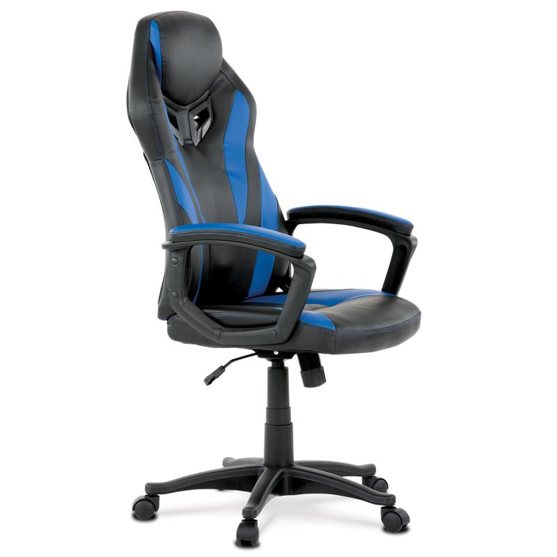 Herná stolička KA-Y209 BLUE, modrá a čierna ekokoža