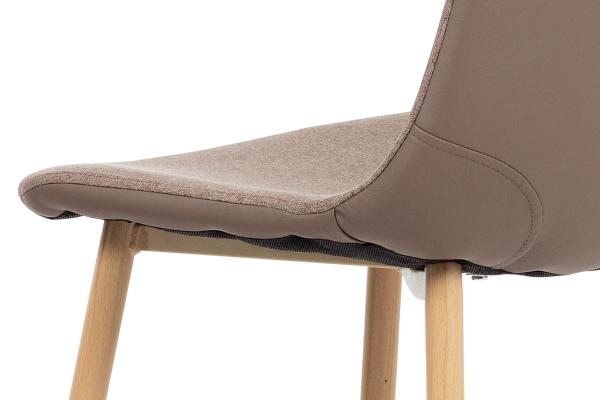 Jedálenská stolička CT-391 CAP2, cappuccino látka-ekokoža, kov buk
