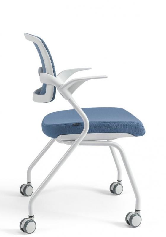 BESTUHL Konferenčná rokovacia stolička U20 WHITE modrá svetlá na kolieskách