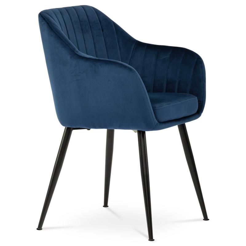 Jedálenská stolička PIKA BLUE4 modrá matná zamatová látka